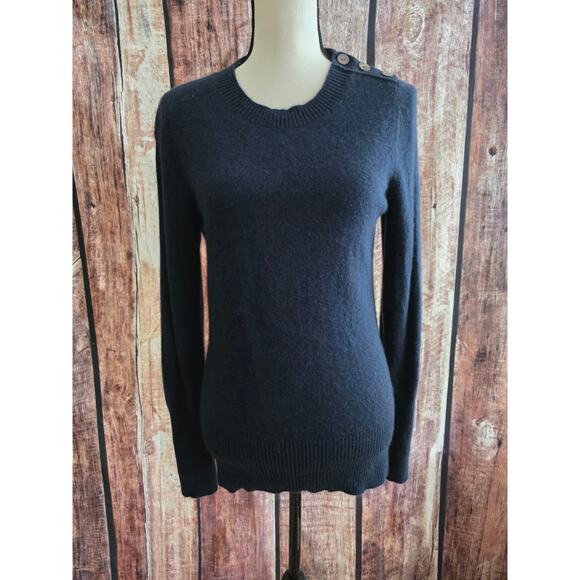 Fenn Wright Mason 100% Cashmere Size Large Navy Blue Sweater - Picture 1 of 5